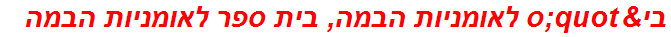 בי"ס לאומניות הבמה, בית ספר לאומניות הבמה