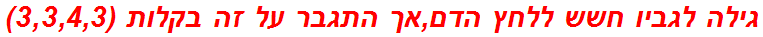גילה לגביו חשש ללחץ הדם,אך התגבר על זה בקלות (3,3,4,3)