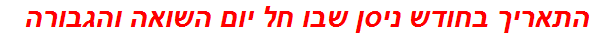 התאריך בחודש ניסן שבו חל יום השואה והגבורה