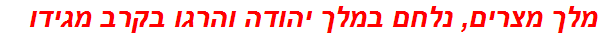 מלך מצרים, נלחם במלך יהודה והרגו בקרב מגידו