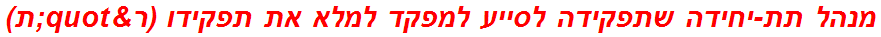 מנהל תת-יחידה שתפקידה לסייע למפקד למלא את תפקידו (ר"ת)