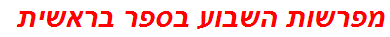 מפרשות השבוע בספר בראשית