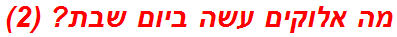 מה אלוקים עשה ביום שבת? (2)