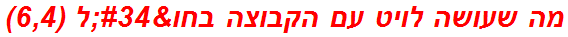 מה שעושה לויט עם הקבוצה בחו"ל (6,4)