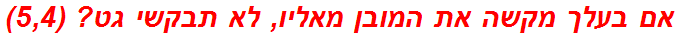 אם בעלך מקשה את המובן מאליו, לא תבקשי גט? (5,4)
